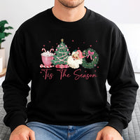 Retro Pink Christmas Sweatshirt, Tis the Season Sweatshirt, Adorable Holiday Crewneck Sweatshirt, Vintage Tis the Season Pullover, Xmas Present