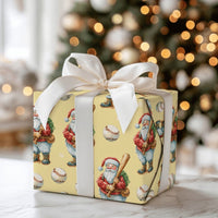 Sports Christmas Gift Wrap, Vintage Baseball Santa Wrapping Paper, Retro Baseball Player Santa Wrapping Paper, Festive Holiday Gift Wrap