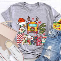 Santa Hat Snowflakes Bus Tee, Bus Driver Christmas T-Shirt, Humorous School Bus Driver Holiday Shirt, Winter Transportation Present