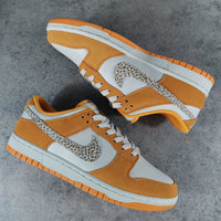Low Top Sneakers, White Orange Colorway, Lace Up Design, Casual Gift for Sneaker Fans