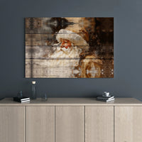 Vintage Wood Grain Holiday Canvas Art, Rustic Santa Claus Canvas, Christmas Farmhouse Canvas Print, Winter Wall Decor, Xmas Home Decor Present