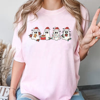 Spooky Santa Christmas Graphic Tee, Adorable Christmas Ghost T-Shirt, Holiday Spirits Ghost Shirt, Retro Christmas Ghost T-Shirt, Festive Present