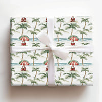 Beach Christmas Gift Wrap, Tropical Santa Wrapping Paper, Coastal Holiday Vacation Wrapping Paper, Palm Tree Summer Wrapping Paper Roll