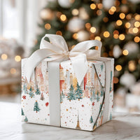 New York Holiday Gift Wrap, NYC Skyline Christmas Wrapping Paper, Watercolor Cityscape Wrapping Paper, Festive Winter Present Gift Wrap