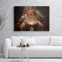 Magical Christmas Glowing Canvas, Santa Claus Canvas Wall Art, Holiday Decor Wall Art, Festive Christmas Home Decor