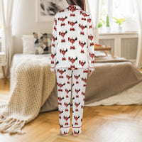 Holiday Satin Pajama Set, Santa Martini Christmas Pajamas, Festive Cocktail Silk Sleepwear, Comfy Winter PJs, Women Christmas Lounge Present