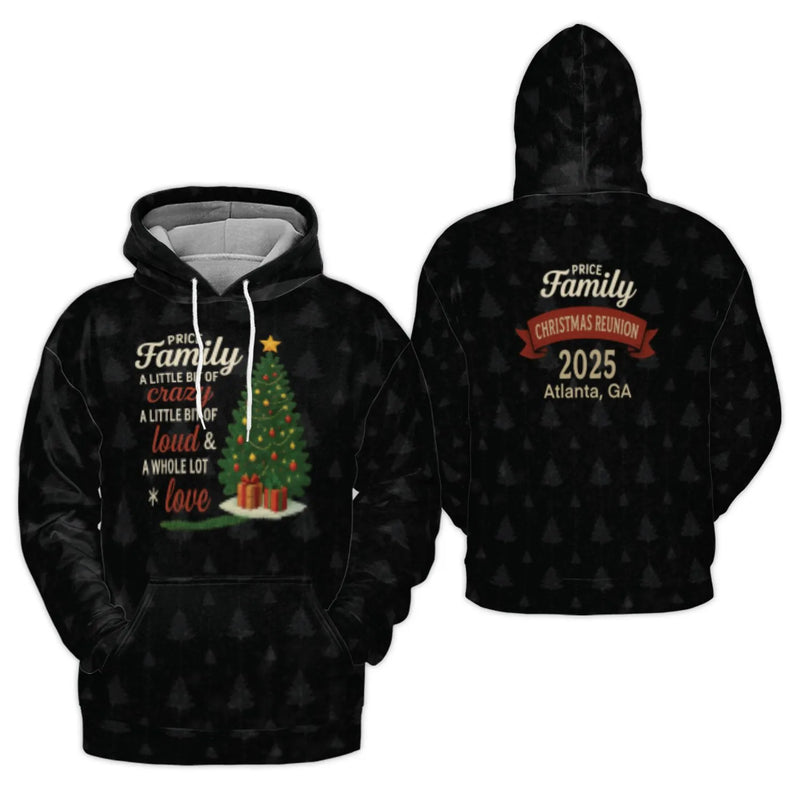 Holiday 2025 3D Hoodie, Family Christmas Reunion Hoodie, Matching Family Graphic Sweatshirt, Xmas Gathering Pullover, Custom Winter Present