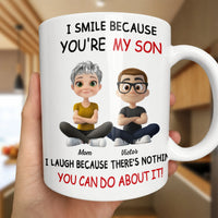 Humorous Cartoon Son Coffee Cup, I Smile Because You're My Son Mug, Humorous Ceramic Mug, Birthday Christmas Present for Son from Mom