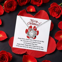 Christmas Pet Lover Love Knot Necklace, Dog Mom Love Knot Necklace, CZ Crystal Pendant Necklace, Rotating Rose Box Holiday Present for Her