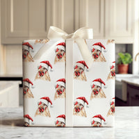 Santa Hat Farm Animal Gift Wrap Roll, Adorable Chicken Christmas Wrapping Paper, Farmhouse Holiday Wrapping Paper, Humorous Hen Xmas Gift Wrap