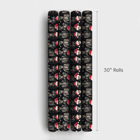 Santa Hat Gothic Gift Wrap, Spooky Skeleton Christmas Wrapping Paper, Creepy Holiday Season Wrapping Paper, Alternative Xmas Gift Wrap Roll