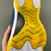 Retro Low Top Sneakers, Midnight Blue White Yellow Colorway, Lace Up Design, Casual Gift for Sneaker Fans