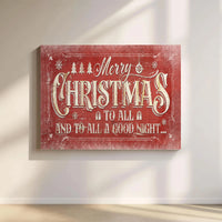 Rustic Red Holiday Canvas Print, Merry Christmas Canvas Wall Art, Christmas Quotes Canvas Decor, Festive Xmas Wall Art