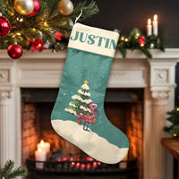 Tropical Holiday Stocking, Personalized Flamingo Christmas Stocking, Custom Name Xmas Stocking, Festive Fireplace Decor, Present for Family