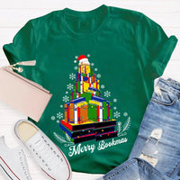 Book Lover Holiday Graphic Tee, Merry Bookmas Christmas T-Shirt, Winter Snowflakes Reading Shirt, Comfy Bookish Xmas Tee, Reader Present for Her