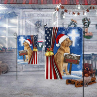 God Bless America Lawn Flag, Golden Retriever Christmas Garden Flag, Patriotic Holiday Yard Flag, Christian Cross Outdoor Flag