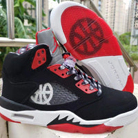 Sneakers, Black Red Colorway, Lace Up Design, Casual Gift for Sneaker Fans