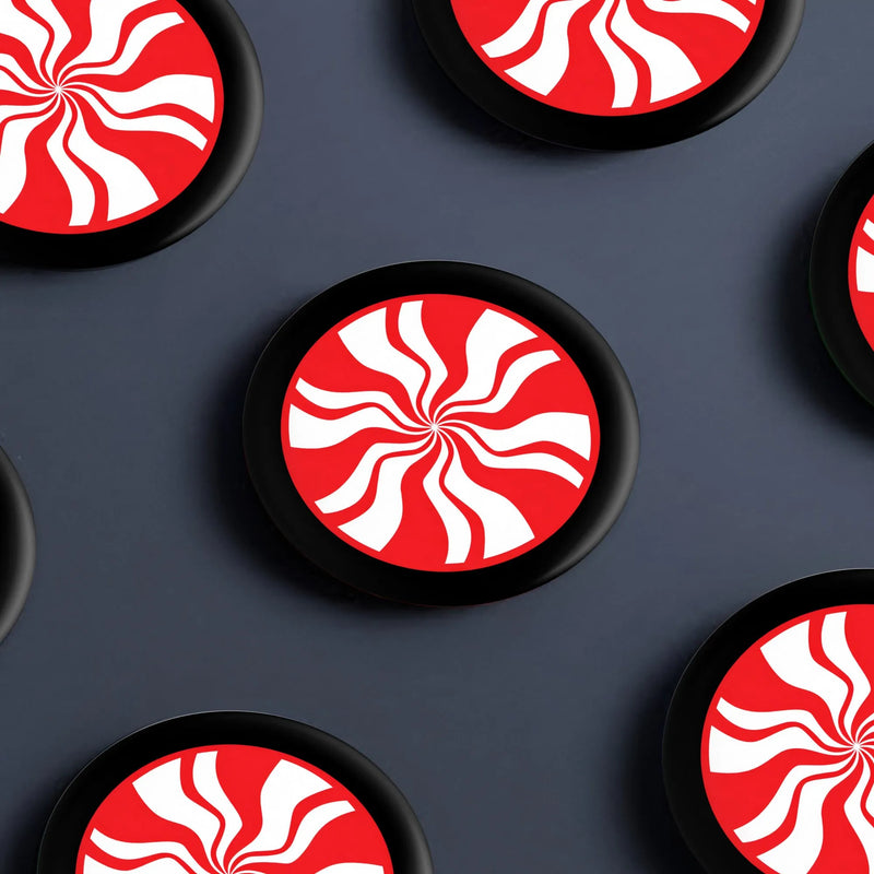 Red White Swirl Christmas Button Pin, Peppermint Candy Pin Button, Sweet Holiday Candy Badge, Xmas Festive Pinback Button for Bags