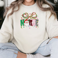 Santa Coquette Bow Nurse Sweatshirt, Christmas Nurse Sweatshirt, Holiday Nursing School Crewneck, Adorable RN LPN CNA Xmas Sweatshirt, Med Present