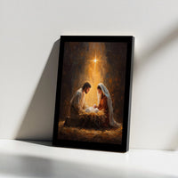 Holy Family Canvas Print, Nativity Scene Canvas Wall Art, Religious Oil Painting Style Canvas, Christian Christmas Wall Decor Art Present