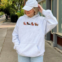Humorous Wiener Dog Santa Hat Sweatshirt, Dachshund Christmas Hoodie, Holiday Doxie Lover Pullover, Adorable Festive Animal Hooded Sweater
