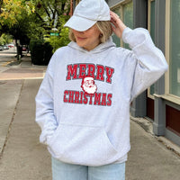 Distressed Vintage Santa Claus Hoodie, Retro Santa Merry Christmas Hoodie, Nostalgic Xmas Graphic Pullover, Festive Holiday Sweatshirt