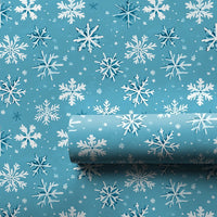 Light Blue Snow Holiday Gift Wrap, Winter Snowflake Wrapping Paper, Christmas Snow Wrapping Paper, Festive Winter Holiday Wrapping Paper