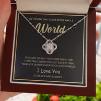 Cubic Zirconia Pendant Necklace, Eternal Bond Love Knot Necklace, 14k White Gold Over Stainless Steel, Romantic Christmas Present for Her