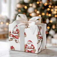 Watercolor Santa in Chair Wrapping Paper, Comfy Santa Wrapping Paper, Rustic Holiday Christmas Wrapping Paper, Festive Gift Wrap Roll