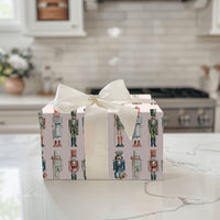 Watercolor Christmas Gift Wrap, Nutcracker Soldier Wrapping Paper, Pink Holiday Present Paper, Nutcracker Ballet Gift Wrap Paper Roll