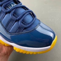 Retro Low Top Sneakers, Midnight Blue White Yellow Colorway, Lace Up Design, Casual Gift for Sneaker Fans