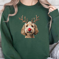 Reindeer Antlers Dog Crewneck, Goldendoodle Christmas Sweatshirt, Adorable Xmas Doodle Sweater, Holiday Dog Lover Pullover, Doodle Mom Present