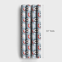 Dog in Santa Hat Gift Wrap, Old English Sheepdog Christmas Wrapping Paper, Holiday Dog Wrapping Paper, Festive Present Wrap