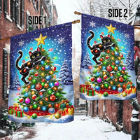 Humorous Holiday Kitten Yard Flag, Black Cat Christmas Tree Garden Flag, Double-Sided Cat Lovers Garden Flag, Winter Xmas Lawn Decor