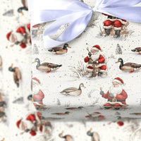Mallard Duck Christmas Gift Wrap, Duck Hunting Santa Wrapping Paper, Winter Hunter Shotgun Wrapping Paper, Rustic Outdoor Gift Wrap Roll
