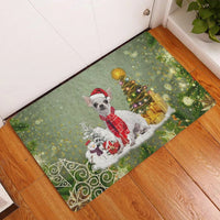 Santa Hat Dog Doormat, Chihuahua Christmas Doormat, Snow Tree Christmas Doormat, Winter Dog Welcome Mat, Holiday Home Decor Present