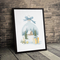 Snowy Cabin Winter Scene Canvas Wall Art, Christmas Ornament Canvas Print, Holiday Watercolor Canvas, Seasonal Wall Decor, Xmas Season Present