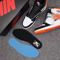 High Top Sneakers, Black White Orange Colorway, Lace Up Design, Casual Gift for Sneaker Fans