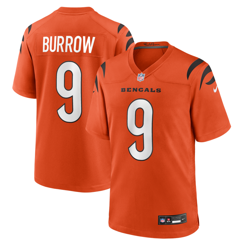 Cincinnati Bengals Joe Burrow Orange Alternate Game Jersey