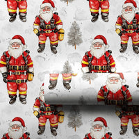 First Responder Christmas Gift Wrap, Firefighter Santa Wrapping Paper, Winter Santa Gift Wrapping Paper, Fire Dept Holiday Gift Wrap