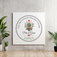 Custom Family Name Holiday Canvas Wall Art, Personalized Nutcracker Square Canvas, Nutcracker Christmas Canvas Print, Xmas Sign
