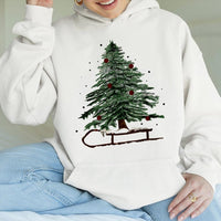 Watercolor Winter Sled Hoodie, Christmas Tree Hoodie, Holiday Sledding Pullover, Comfy Winter Christmas Hoodie, Merry Xmas Season Sweatshirt