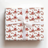 Coastal Christmas Gift Wrap, Rowing Boat Santa Wrapping Paper, Nautical Santa Claus Wrapping Paper, Boating Holiday Present Gift Wrap Roll