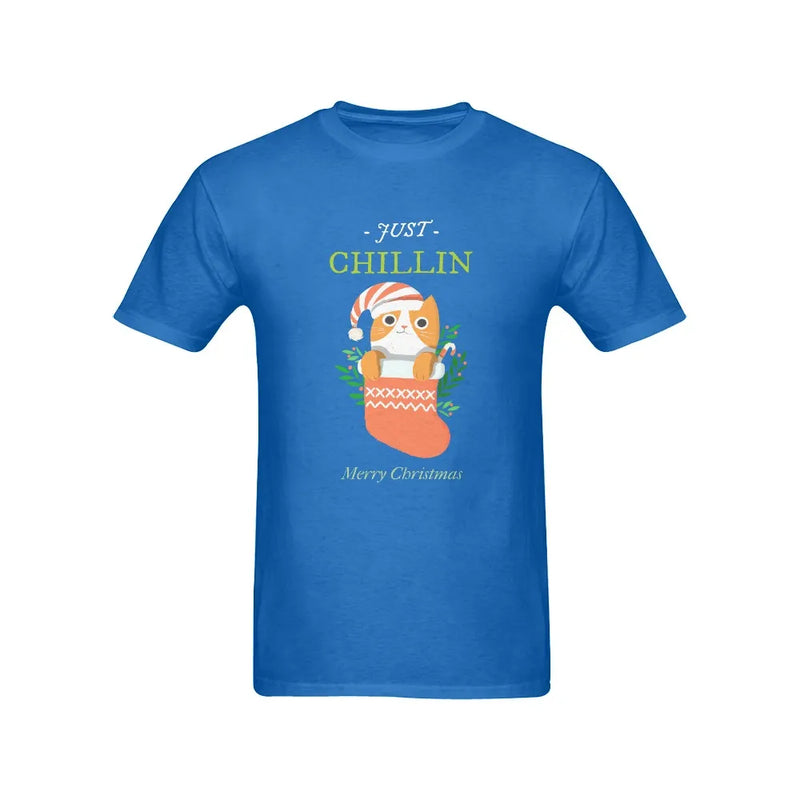 Holiday Stocking Cat Shirt, Just Chillin Christmas Cat T-Shirt, Humorous Christmas Cat Graphic Tee, Festive Holiday Men's Shirt, Xmas Present