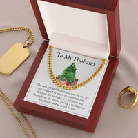 Husband Holiday Chain, Christmas Cuban Link Chain Necklace, Mens Cuban Link Jewelry, Personalized Husband Necklace, Christmas Present for Him