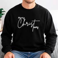 Minimalist Script Holiday Lettering Sweatshirt, Merry Christmas Sweatshirt, Aesthetic Winter Sweater, Comfy Xmas Family Crewneck Present