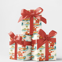 Tropical Santa Gift Wrap, Surfing Santa Christmas Wrapping Paper, Hawaiian Holiday Wrapping Paper, Coastal Xmas Gift Wrap, Beach Santa Paper