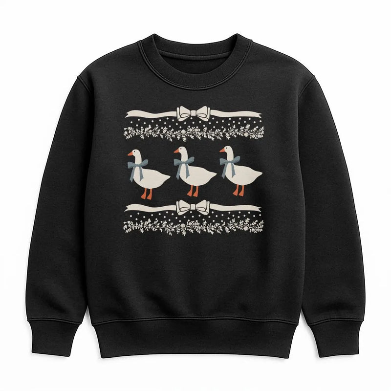 Adorable Geese Ugly Christmas Sweater, Goose Christmas Sweatshirt, Retro Animal Holiday Crewneck, Festive Goose Lover Xmas Pullover