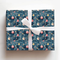 Dark Teal Christmas Gift Wrap, Red and Gold Ornament Wrapping Paper, Watercolor Pine Branch Wrapping Paper, Holiday Present Wrapping Paper