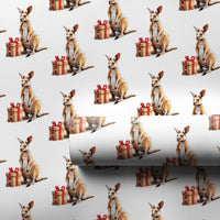 Watercolor Holiday Kangaroo Gift Wrap, Christmas Kangaroo Wrapping Paper, Australian Animal Present Wrap, Festive Kangaroo Wrapping Paper